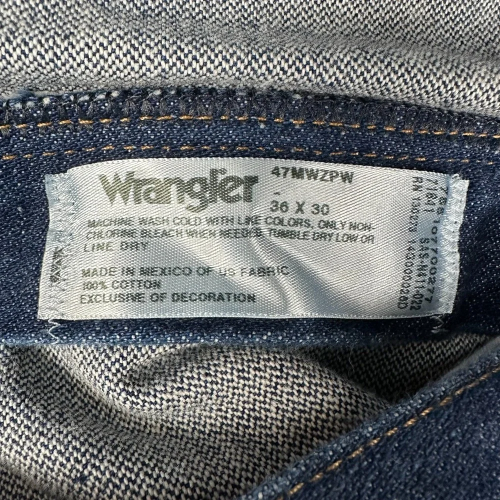 Wrangler 47MWZ‎ Regular Fit Jeans Mens 36x30 Blue Denim Cowboy cut Western Work